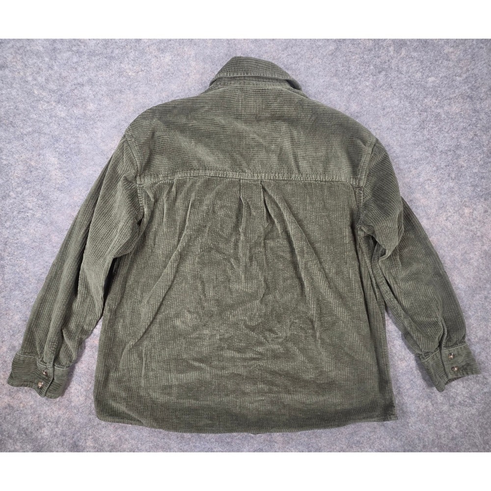 American Eagle Mens Small Corduroy Button Down Shirt Olive Green Long Sleeve - Picture 6 of 7